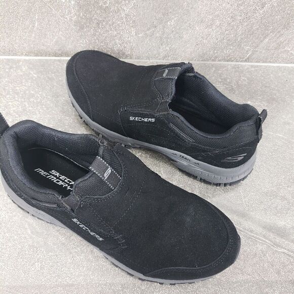 Skechers Memory Foam Sneakers 6.5 M Black Hillcrest Suede Water Repellent Shoes - Picture 2 of 14